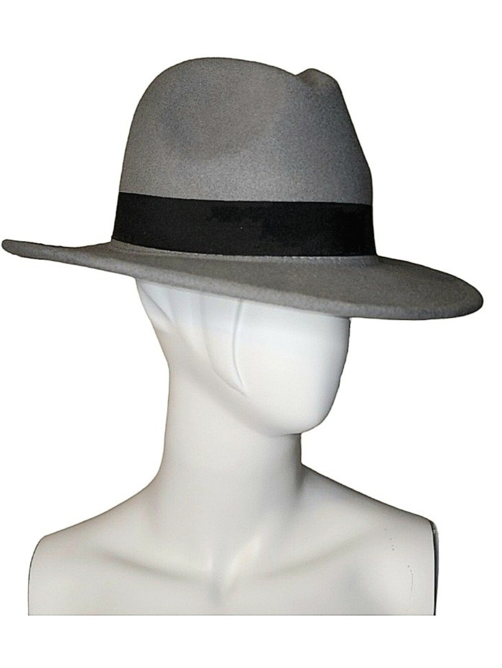 Forever 21 Gray Wide-Brim Fedora with Black Band One Size